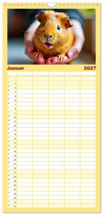 Produktbild: Familienplaner 2027 - S&uuml;&szlig;e Meerschweinchen mit 5 Spalten (Wandkalender, 21 x 45 cm) CALVENDO