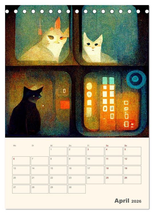 Produktbild: Die 7 Leben einer Katze (Tischkalender 2026 DIN A5 hoch), CALVENDO Monatskalender
