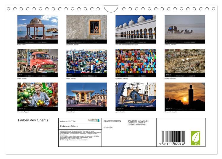 Produktbild: Farben des Orients (Wandkalender 2026 DIN A4 quer), CALVENDO Monatskalender
