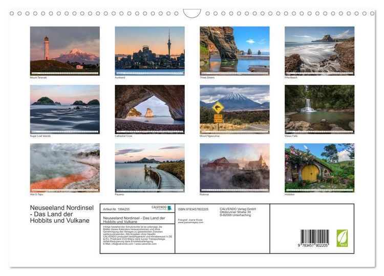 Produktbild: Neuseeland Nordinsel - Das Land der Hobbits und Vulkane (Wandkalender 2026 DIN A3 quer), CALVENDO Monatskalender
