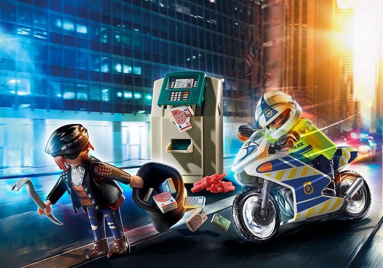 Produktbild: PLAYMOBIL® 70572 Polizei-Motorrad: Verfolgung des Geldräubers