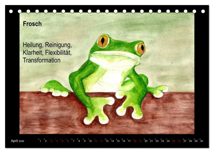 Produktbild: Krafttiere in Aquarell (Tischkalender 2026 DIN A5 quer), CALVENDO Monatskalender