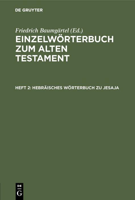 Produktbild: Hebr&auml;isches W&ouml;rterbuch zu Jesaja
