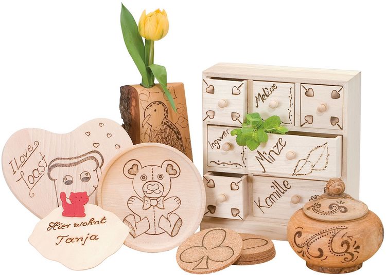 Produktbild: PEBARO 0269 - Brandmalerei auf Holz, Kork und Leder, Bastelset