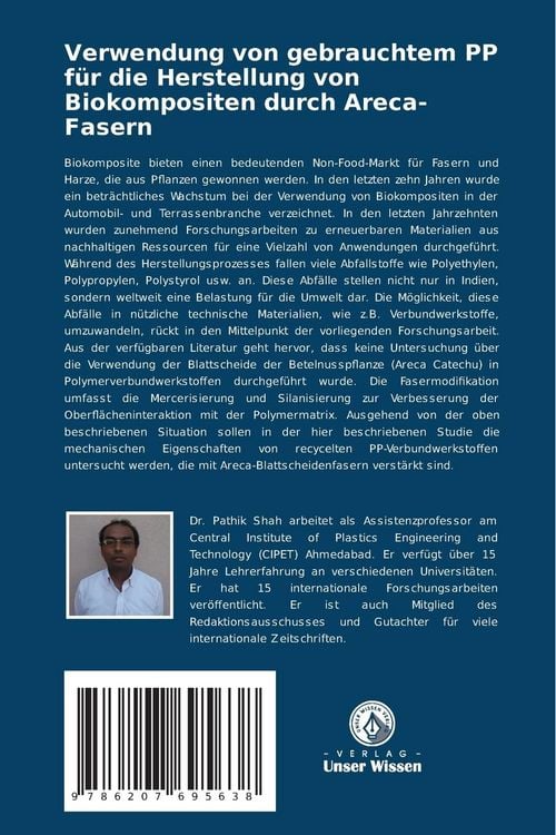 Produktbild: Verwendung von gebrauchtem PP f&uuml;r die Herstellung von Biokompositen durch Areca-Fasern