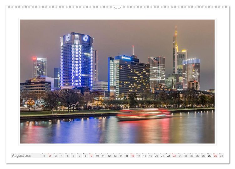 Produktbild: Frankfurt. Die Skyline bei Nacht (hochwertiger Premium Wandkalender 2026 DIN A2 quer), Kunstdruck in Hochglanz