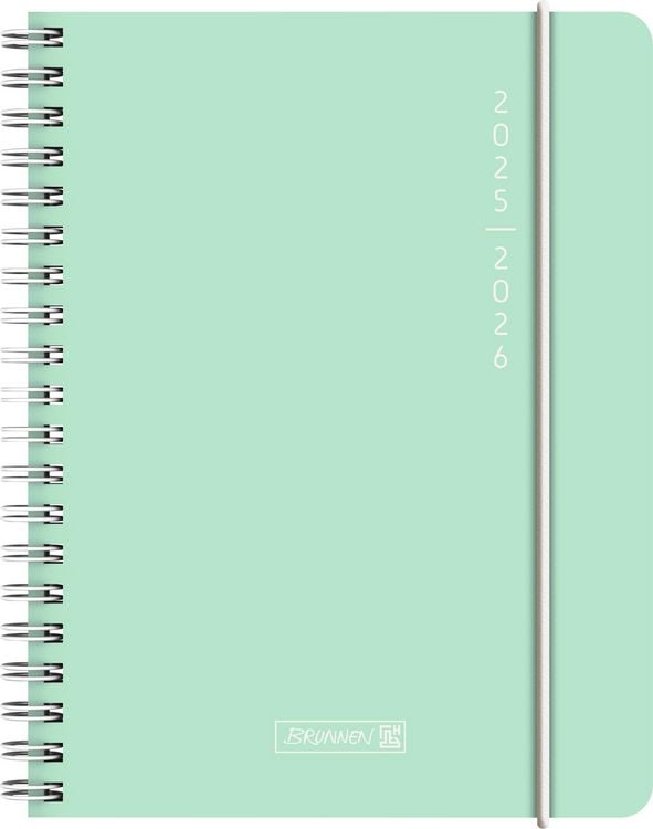 Produktbild: BRUNNEN Schülerkalender (2025/2026) "Plain Mint", 2 Seiten = 1 Woche, A6, 208 Seiten, PP-Umschlag, mint
