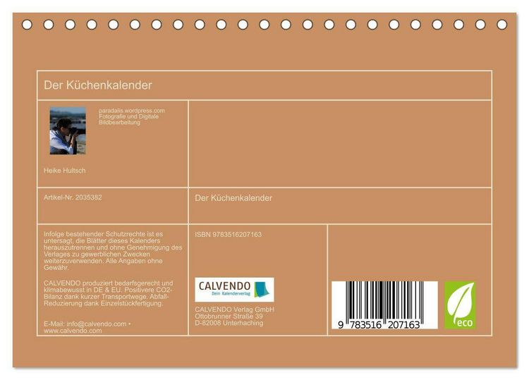 Produktbild: Der K&uuml;chenkalender (Tischkalender 2026 DIN A5 quer), CALVENDO Monatskalender