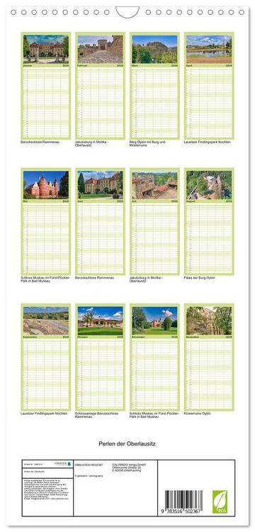 Produktbild: Familienplaner 2026 - Perlen der Oberlausitz mit 5 Spalten (Wandkalender, 21 x 45 cm) CALVENDO