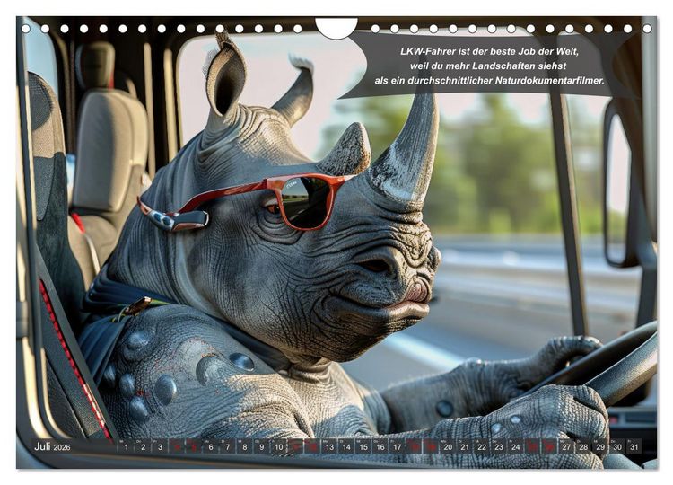 Produktbild: Tierisch lustige LKW-Fahrer (Wandkalender 2026 DIN A4 quer), CALVENDO Monatskalender