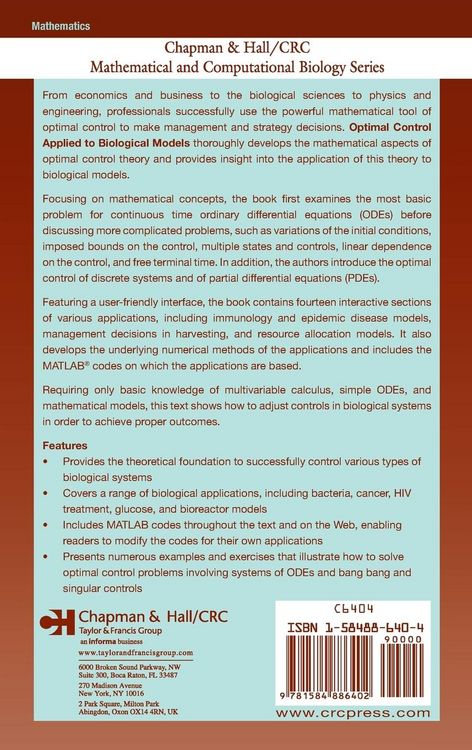Produktbild: Optimal Control Applied to Biological Models