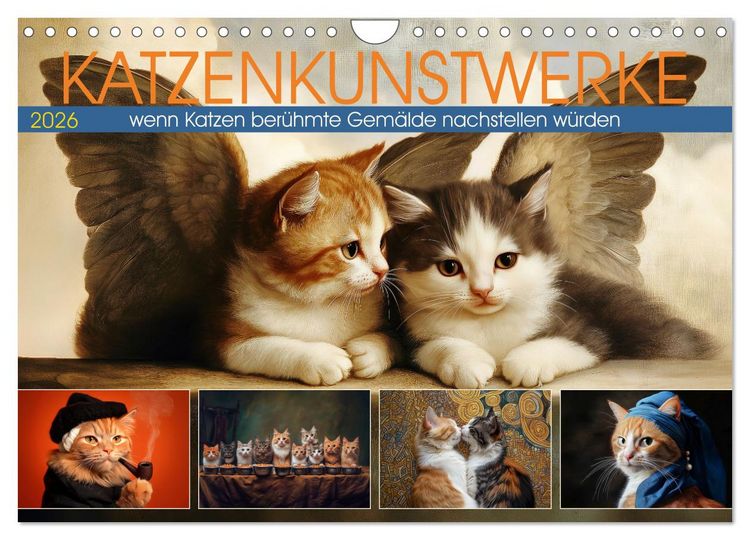 Produktbild: Katzenkunstwerke (Wandkalender 2026 DIN A4 quer), CALVENDO Monatskalender