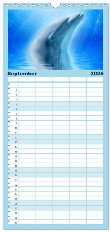 Produktbild: Familienplaner 2026 - Delfine - Kalender mit 5 Spalten (Wandkalender, 21 x 45 cm) CALVENDO