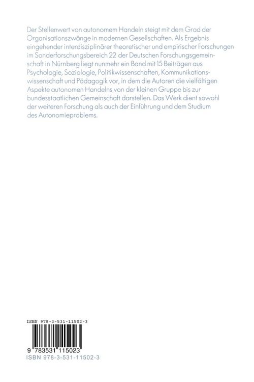 Produktbild: Autonomes Handeln als personale und gesellschaftliche Aufgabe