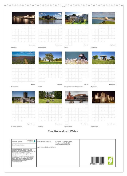Produktbild: Eine Reise durch Wales (hochwertiger Premium Wandkalender 2026 DIN A2 hoch), Kunstdruck in Hochglanz