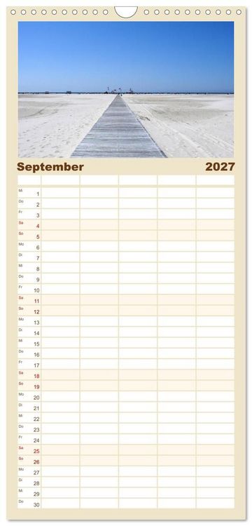 Produktbild: Familienplaner 2027 - Amrum &ndash; Trauminsel in der Nordsee mit 5 Spalten (Wandkalender, 21 x 45 cm) CALVENDO