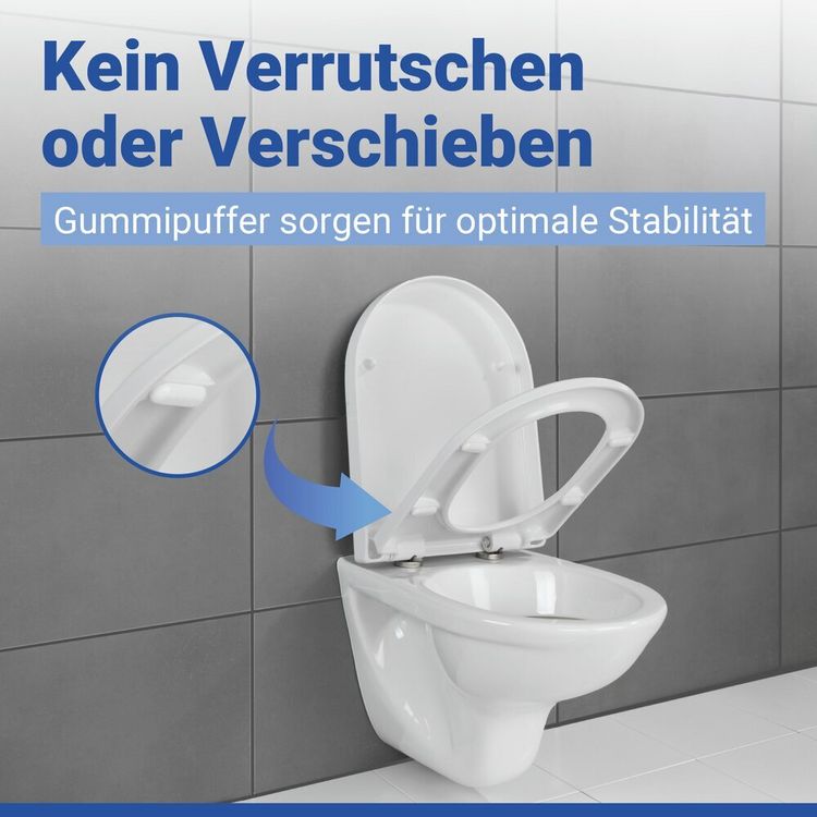 Produktbild: WC Sitz Mod. Palma Wei&szlig;, Toilettendeckel mit Absenkautomatik in D-Form