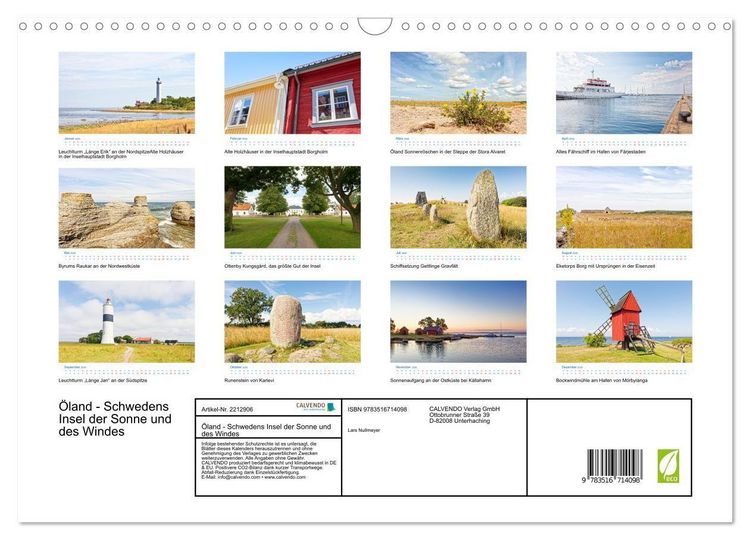 Produktbild: &Ouml;land - Schwedens Insel der Sonne und des Windes (Wandkalender 2026 DIN A3 quer), CALVENDO Monatskalender