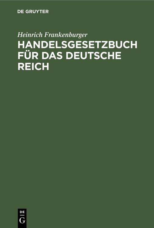 Produktbild: Handelsgesetzbuch f&uuml;r das Deutsche Reich