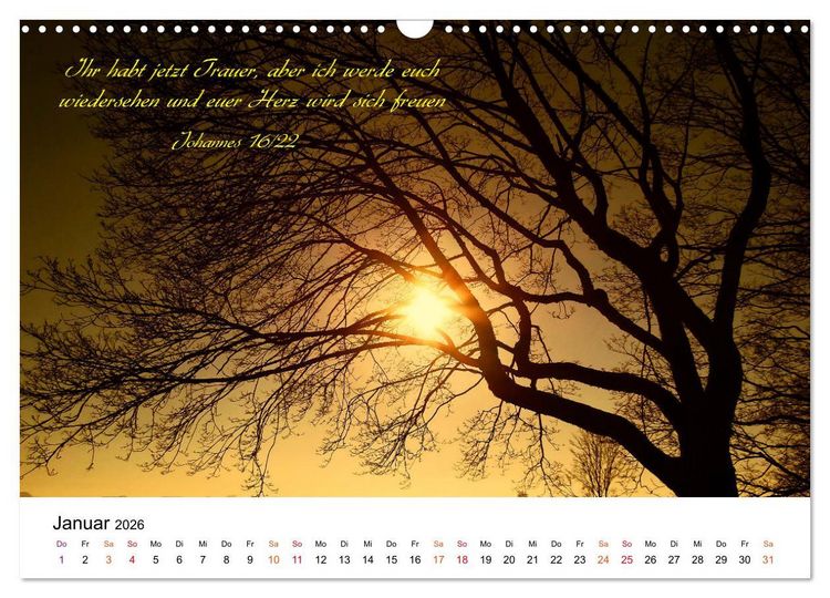 Produktbild: Zeit f&uuml;r Trauer - begleitet mit Zitaten (Wandkalender 2026 DIN A3 quer), CALVENDO Monatskalender