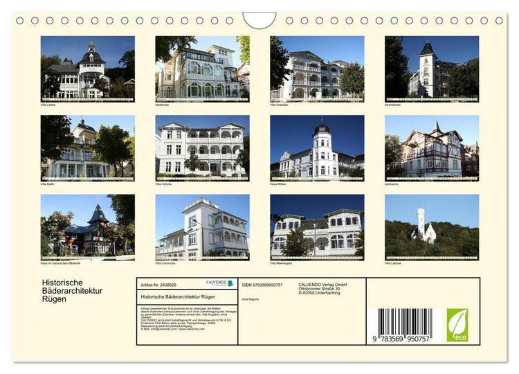 Produktbild: Historische B&auml;derarchitektur R&uuml;gen (Wandkalender 2027 DIN A4 quer), CALVENDO Monatskalender