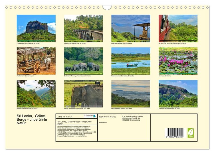 Produktbild: Sri Lanka, Gr&uuml;ne Berge - unber&uuml;hrte Natur (Wandkalender 2026 DIN A3 quer), CALVENDO Monatskalender