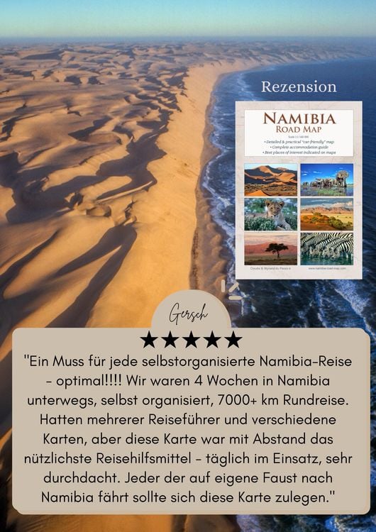 Produktbild: Detaillierte NAMIBIA Reisekarte - NAMIBIA ROAD MAP (1:1.160.000)