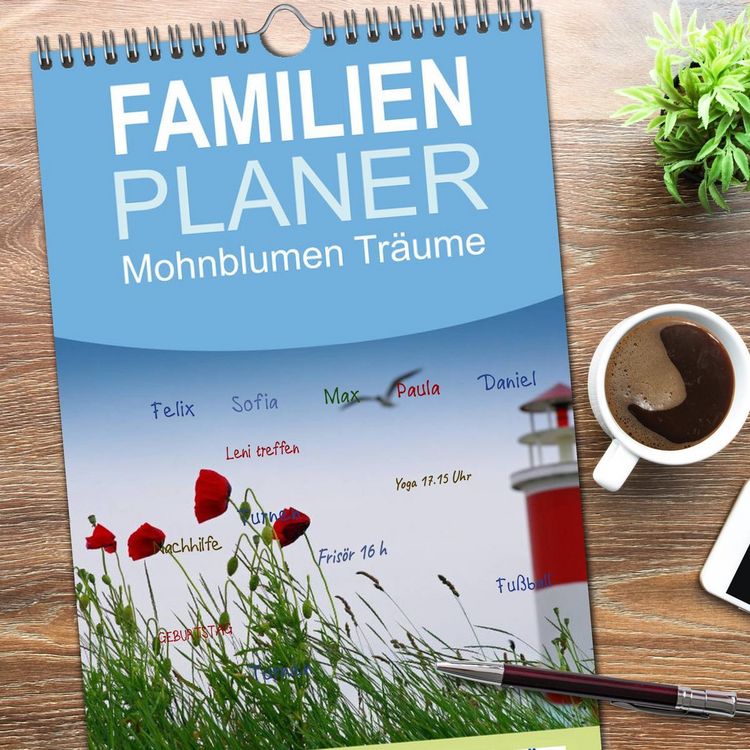Produktbild: Familienplaner 2026 - Mohnblumen Tr&auml;ume mit 5 Spalten (Wandkalender, 21 x 45 cm) CALVENDO