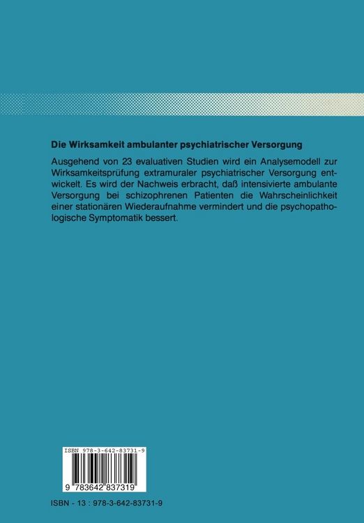 Produktbild: Die Wirksamkeit ambulanter psychiatrischer Versorgung