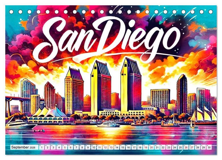 Produktbild: Stadtansichten der USA in Tusche (Tischkalender 2026 DIN A5 quer), CALVENDO Monatskalender