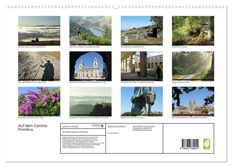 Produktbild: Auf dem Camino Primitivo (hochwertiger Premium Wandkalender 2026 DIN A2 quer), Kunstdruck in Hochglanz