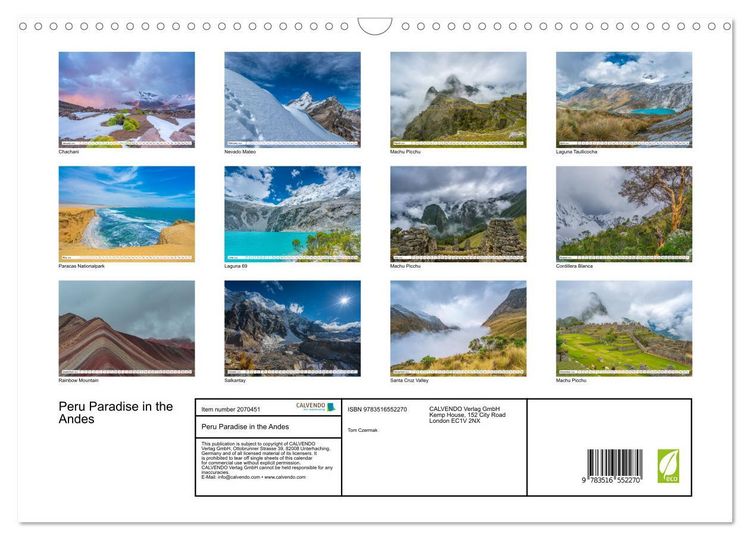 Produktbild: Peru Paradise in the Andes (Wall Calendar 2026 DIN A3 landscape), CALVENDO 12 Month Wall Calendar