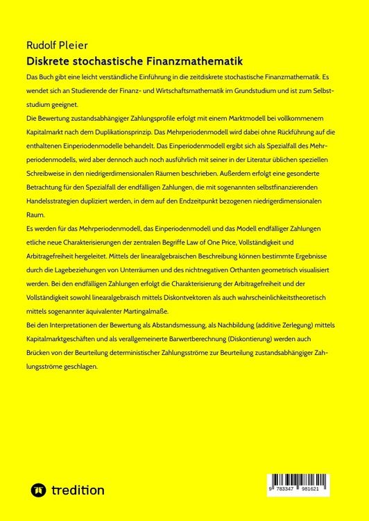 Produktbild: Diskrete stochastische Finanzmathematik