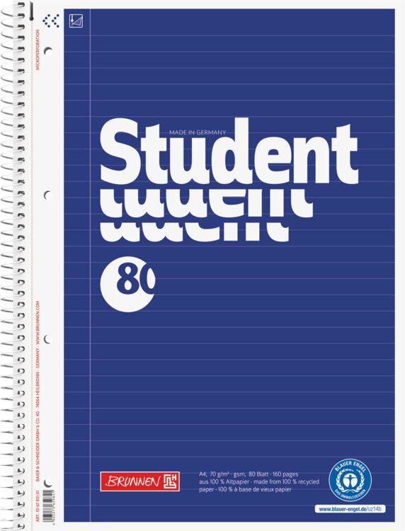 Produktbild: Brunnen Collegeblock A4 liniert Lineatur 21 80Blatt Recyclingpapier