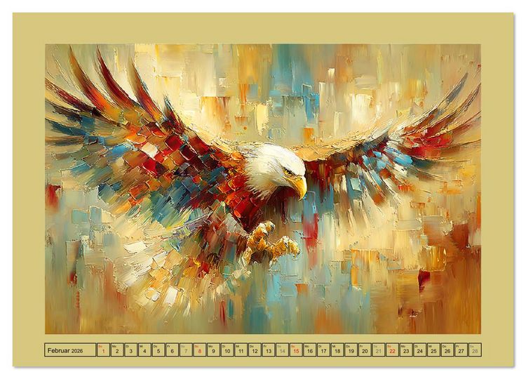Produktbild: Majest&auml;ten der L&uuml;fte. Raubv&ouml;gel zwischen Himmel und Kunst (hochwertiger Premium Wandkalender 2026 DIN A2 quer), Kunstdruck in Hochglanz