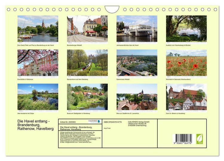 Produktbild: Die Havel entlang - Brandenburg, Rathenow, Havelberg (Wandkalender 2026 DIN A4 quer), CALVENDO Monatskalender