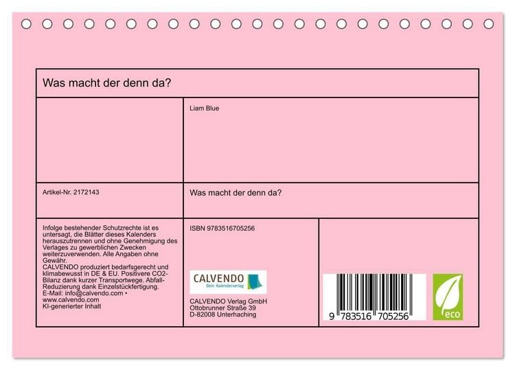 Produktbild: Was macht der denn da? (Tischkalender 2026 DIN A5 quer), CALVENDO Monatskalender