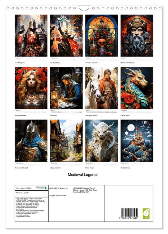 Produktbild: Medieval Legends (Wall Calendar 2026 DIN A3 portrait), CALVENDO 12 Month Wall Calendar