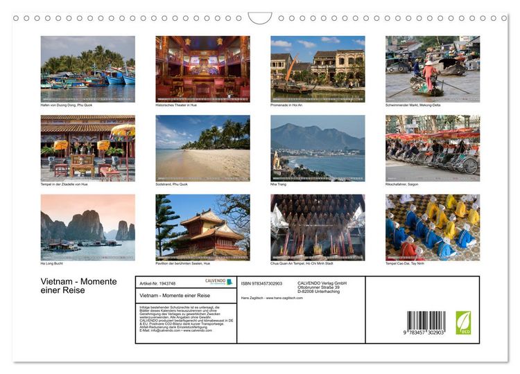 Produktbild: Vietnam - Momente einer Reise (Wandkalender 2026 DIN A3 quer), CALVENDO Monatskalender