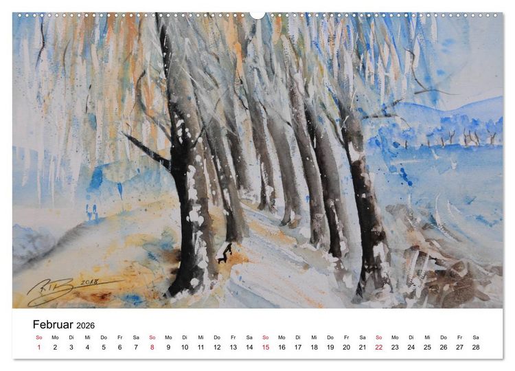 Produktbild: Landschafts-Aquarelle 2026 Roswita Ilona Baumann (hochwertiger Premium Wandkalender 2026 DIN A2 quer), Kunstdruck in Hochglanz