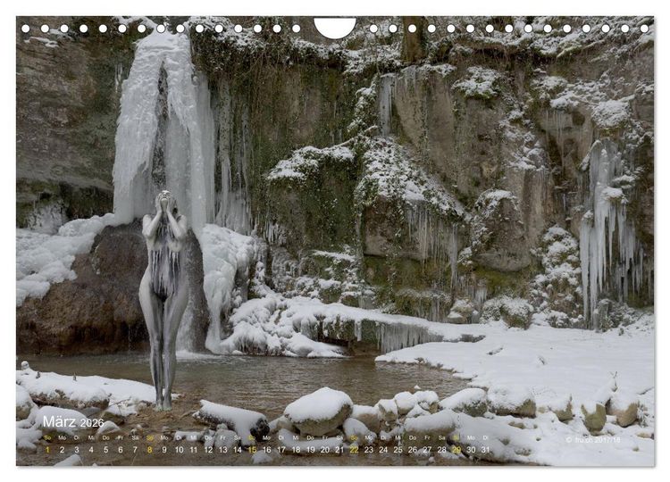 Produktbild: BODYPAINTING AM WASSERFALL VON LINN (Wandkalender 2026 DIN A4 quer), CALVENDO Monatskalender