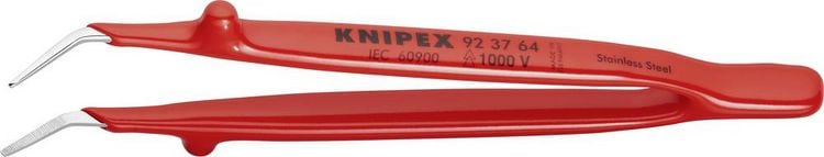 Produktbild: Knipex 92 37 64 VDE-Pinzette Spitz, gebogen 45&deg;, fein 150mm