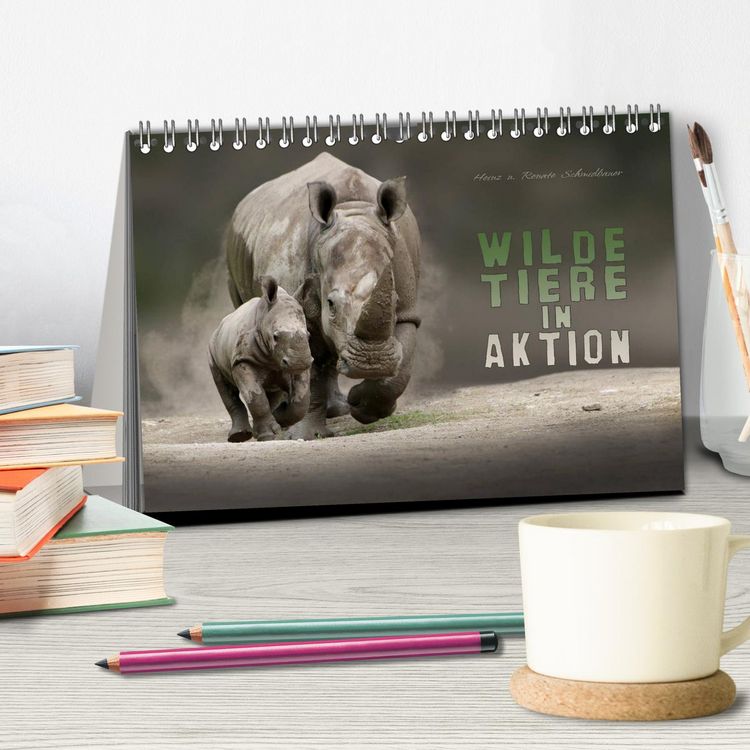 Produktbild: WILDE TIERE IN AKTION (Tischkalender 2026 DIN A5 quer), CALVENDO Monatskalender