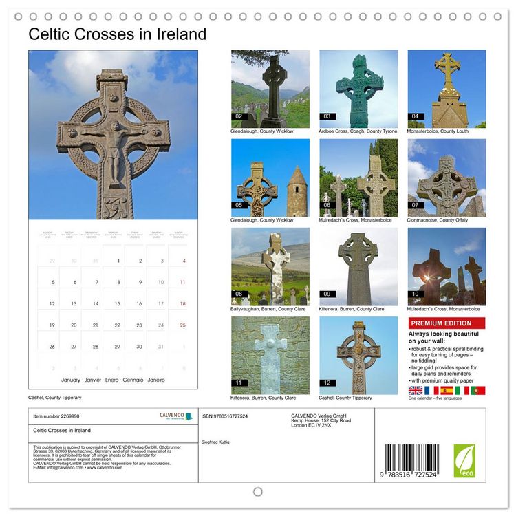 Produktbild: Celtic Crosses in Ireland (Wall Calendar 2026 12 &times; 12 Inch) CALVENDO 12 Month Wall Calendar