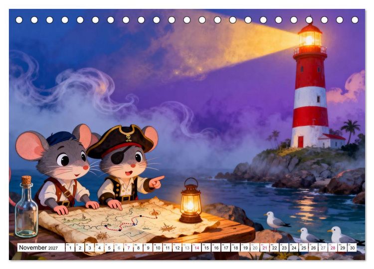 Produktbild: Piraten-M&auml;use auf gro&szlig;er Fahrt (Tischkalender 2027 DIN A5 quer), CALVENDO Monatskalender