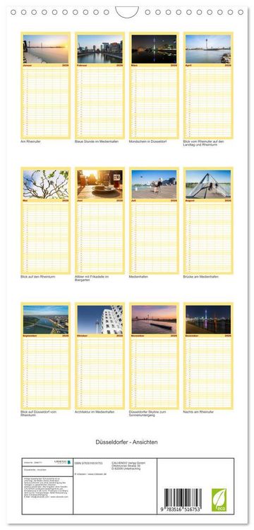 Produktbild: Familienplaner 2026 - D&uuml;sseldorfer - Ansichten mit 5 Spalten (Wandkalender, 21 x 45 cm) CALVENDO
