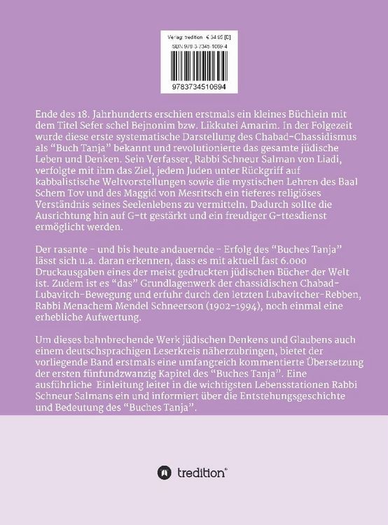Produktbild: Schneur Salman von Liadi: Das Buch Tanja