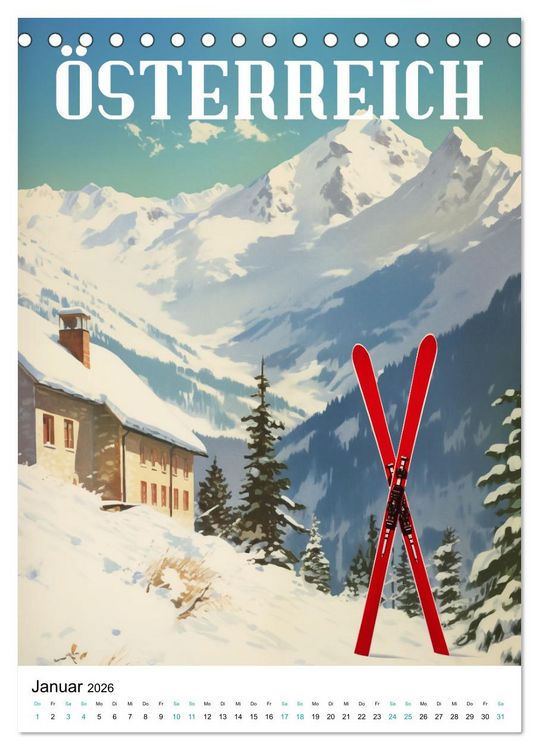 Produktbild: Reise in die 50er Jahre. Vintage Travel Poster. (Tischkalender 2026 DIN A5 hoch), CALVENDO Monatskalender
