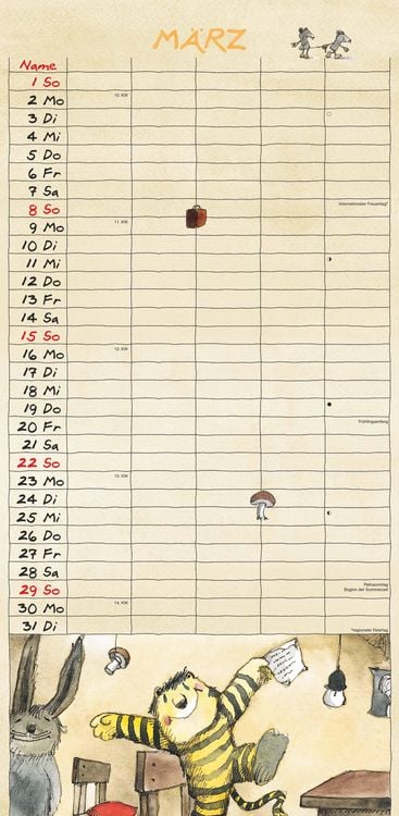 Produktbild: Janosch 2026 Familienplaner - Familien-Timer - Termin-Planer - Kinder-Kalender - Familien-Kalender - 22x45