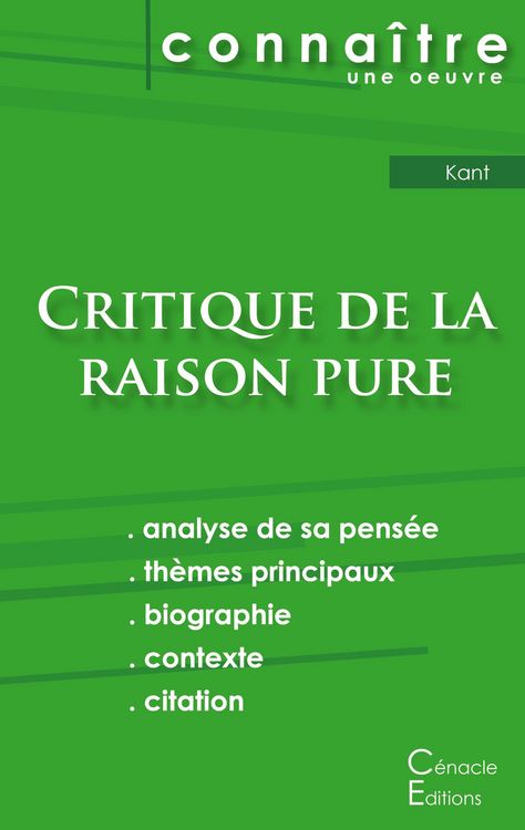 Produktbild: Fiche de lecture Critique de la raison pure de Kant (analyse litt&eacute;raire de r&eacute;f&eacute;rence et r&eacute;sum&eacute; complet)
